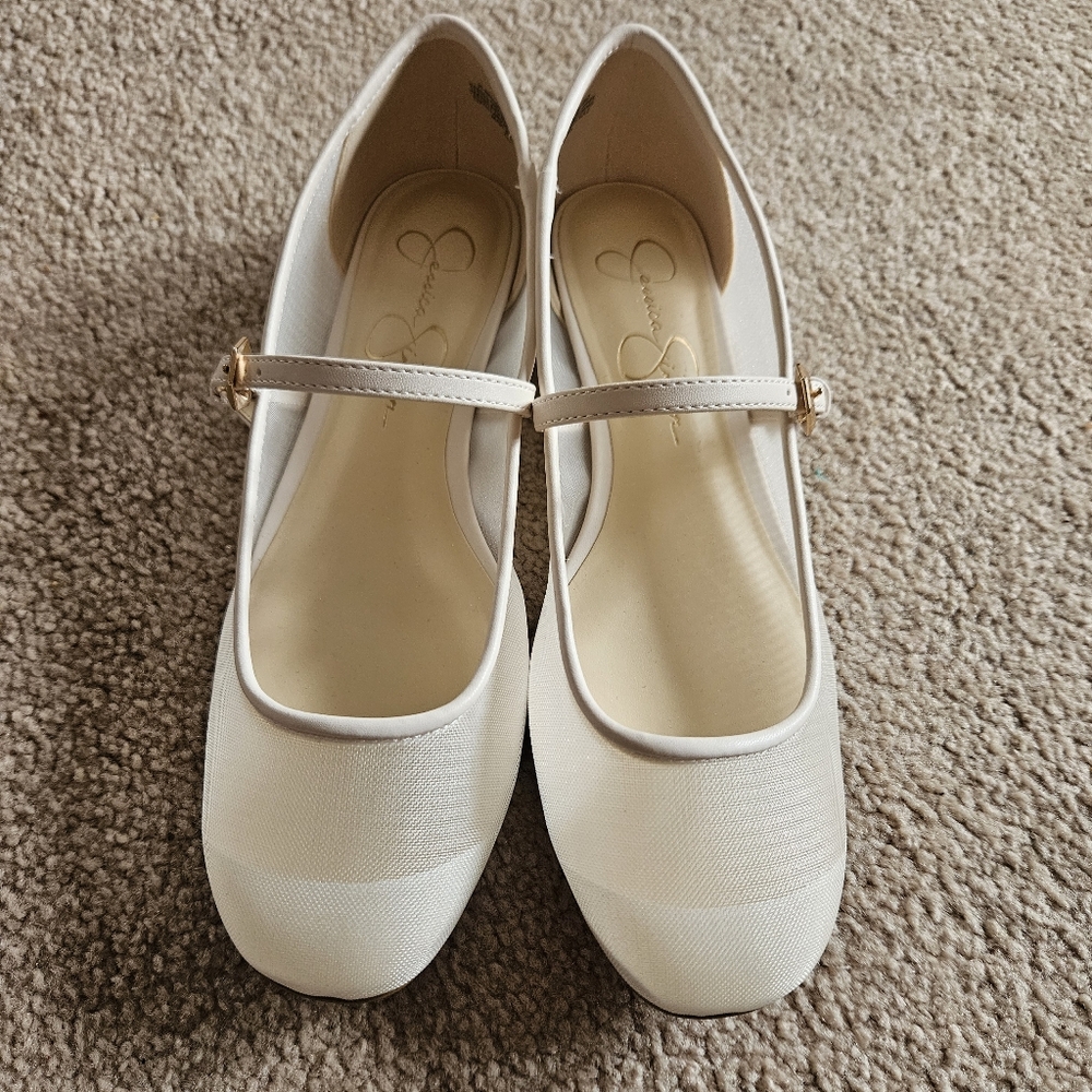 Jessica Simpson Cream Mary Jane Flats